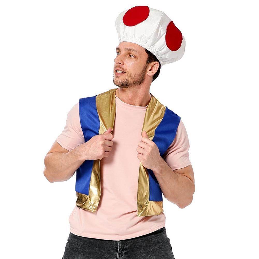 Halloween Mushroom Kingdom Red Dot Mushroom Head Captain Chino Acting Prop Costume - zzcosplay