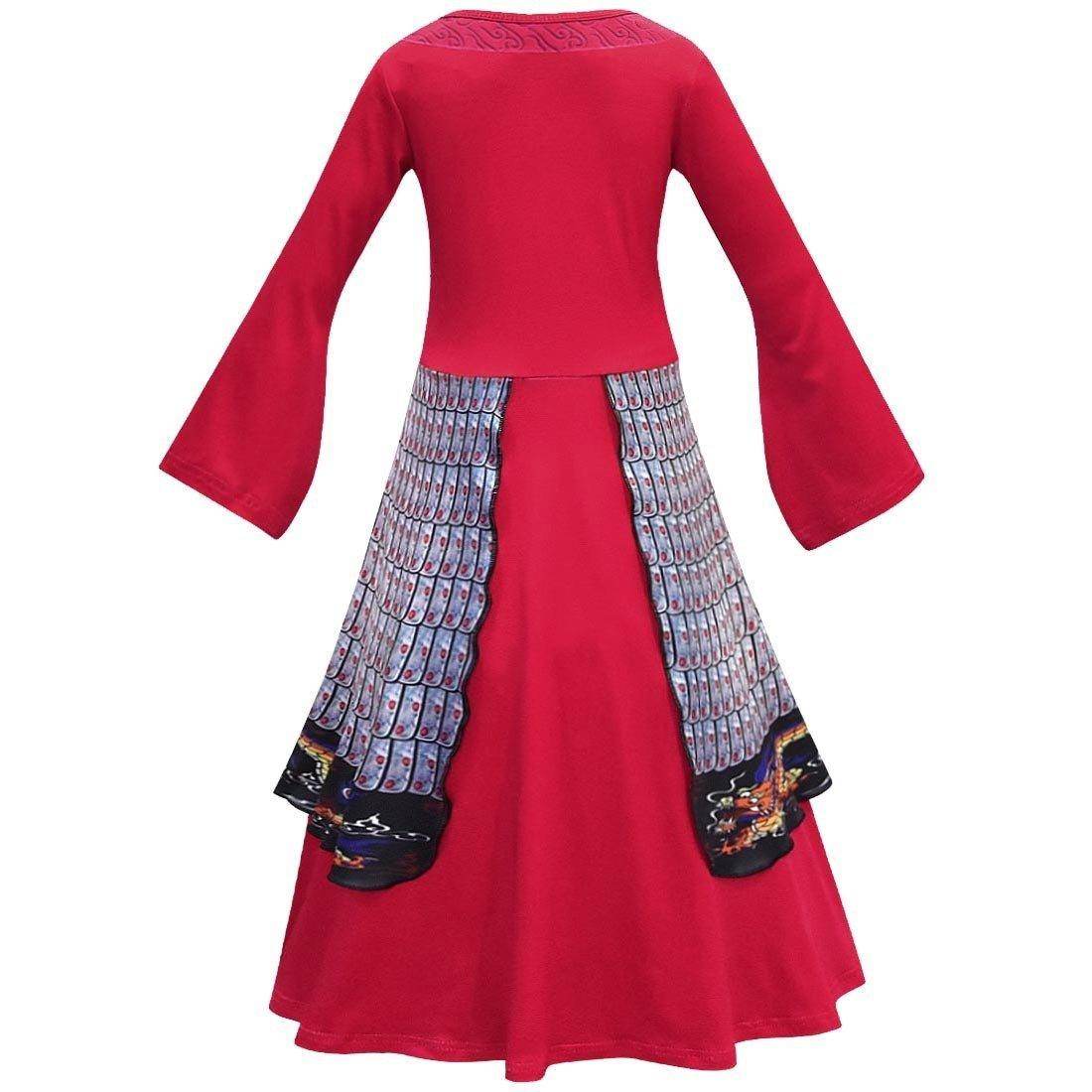 Hua Mulan Dress for girls Costumes Cosplay Heroine Movie Halloween Kids Party Dress - zzcosplay