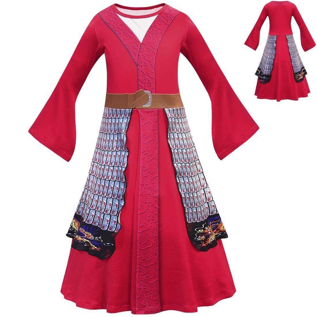 Hua Mulan Dress for girls Costumes Cosplay Heroine Movie Halloween Kids Party Dress - zzcosplay