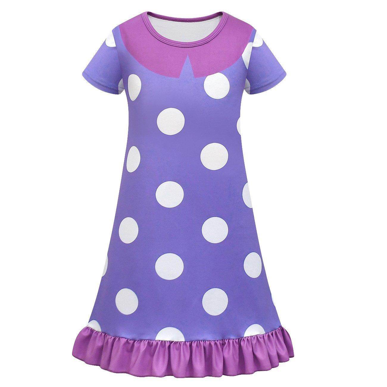 Inside Out Cosplay Costume Ruffle Nightgown for Girls Kids' Homewear Dress with Bag - zzcosplay