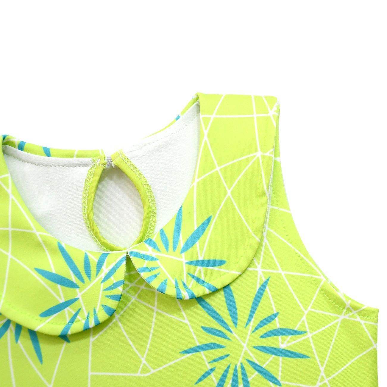 Inside Out Joy Costume Collared Dress for Girls Sleeveless Dress with Bag - zzcosplay