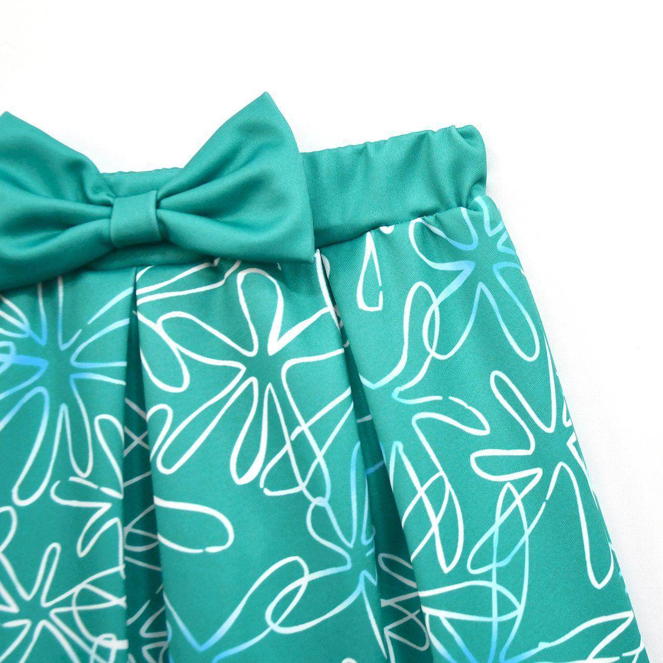 Kids' Inside Out Disgust Cosplay Costume Set Short Sleeve Pleated Dress with Bag - zzcosplay