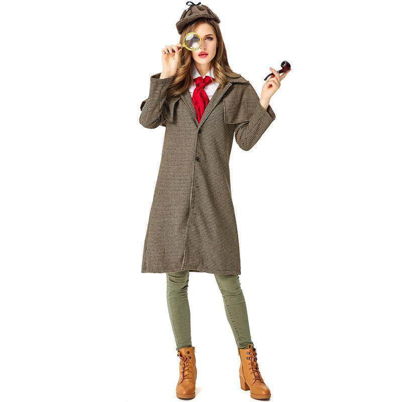 Lady Sherlock Holmes Cosplay Costume Halloween Coat Outfits Women - zzcosplay