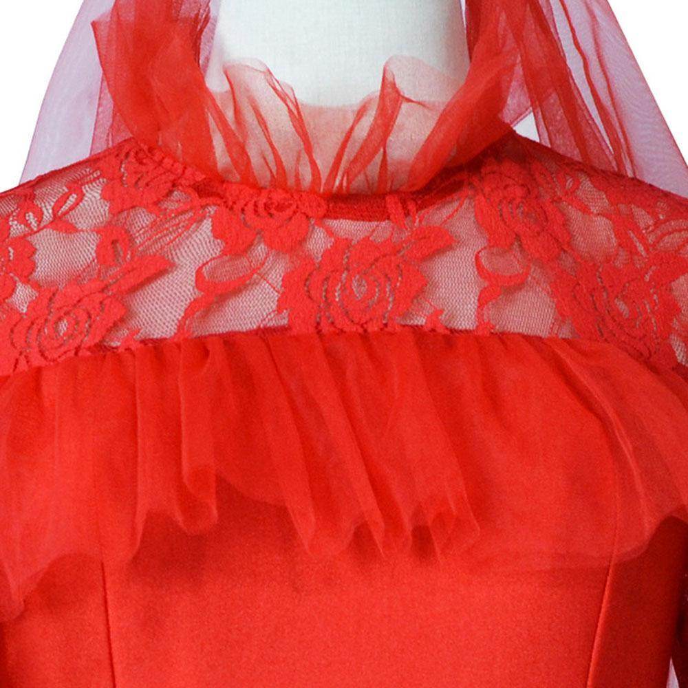 Lydia Deetz Wedding Red Dress Beetlejuice Costume For Women Halloween - zzcosplay