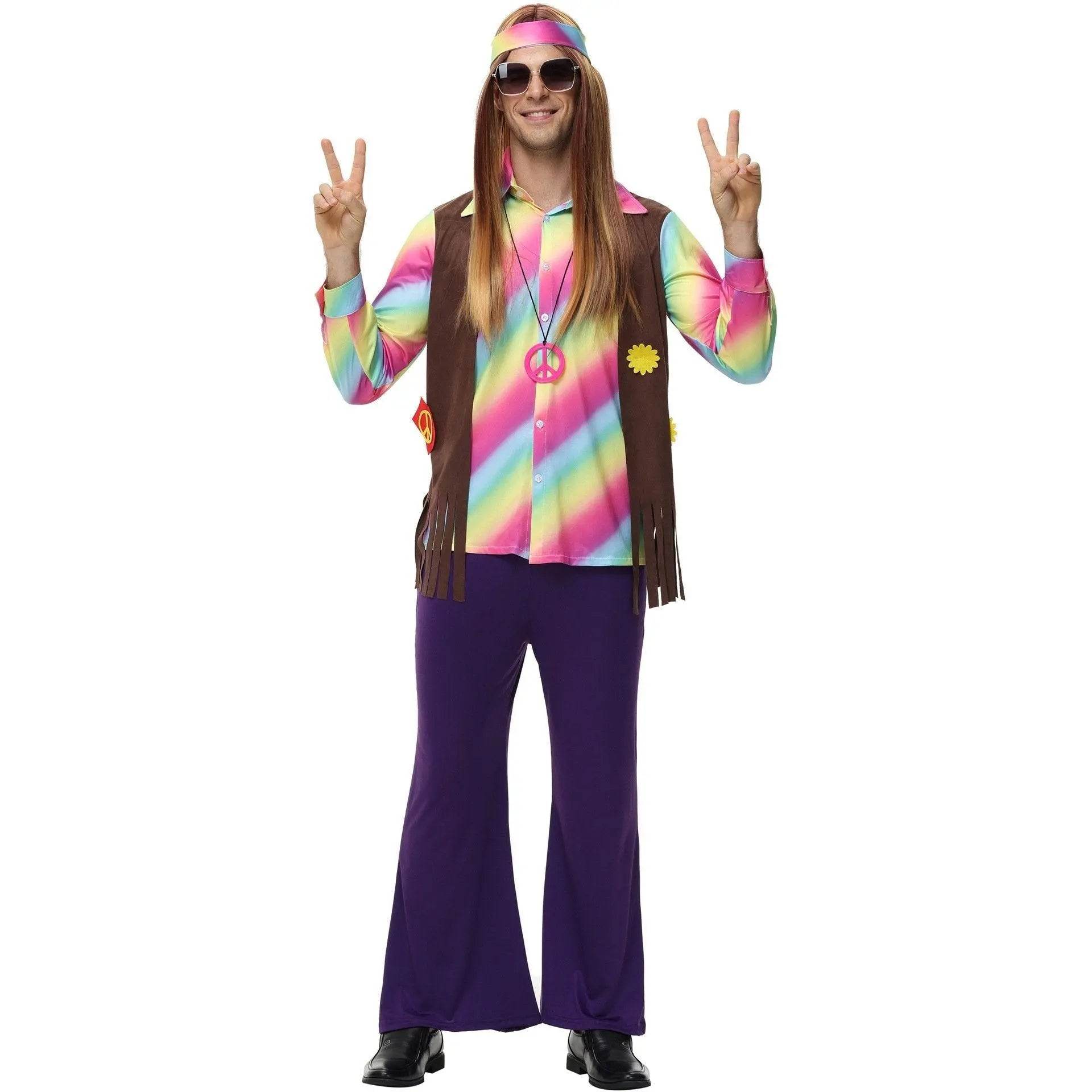 men's 70s disco hippie costume music festival rock dance party - zzcosplay