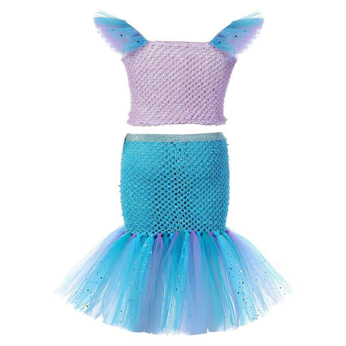 Mermaid Princess Costume Kids Girls Cosplay Party Tutu Dress Halloween Outfit - zzcosplay