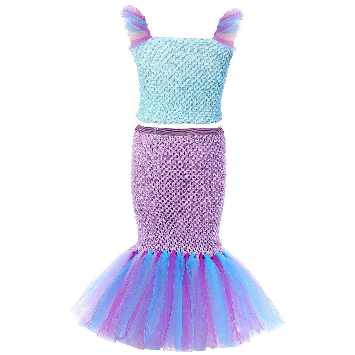 Mermaid Princess Costume Kids Girls Cosplay Party Tutu Dress Halloween Outfit - zzcosplay