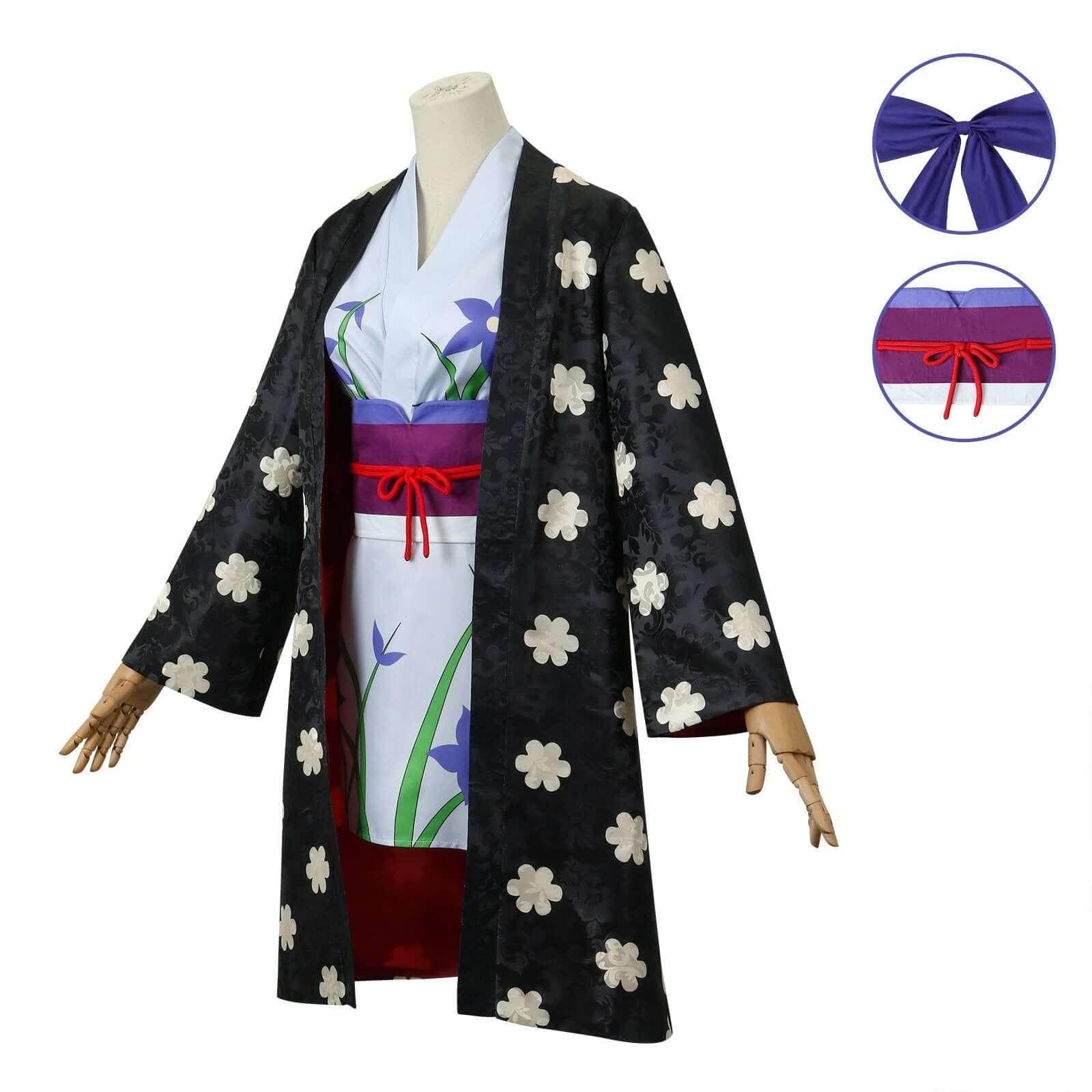 One Piece Nico Robin Costumes Japanese Anime Kimono Robe Fancy cosplay - zzcosplay