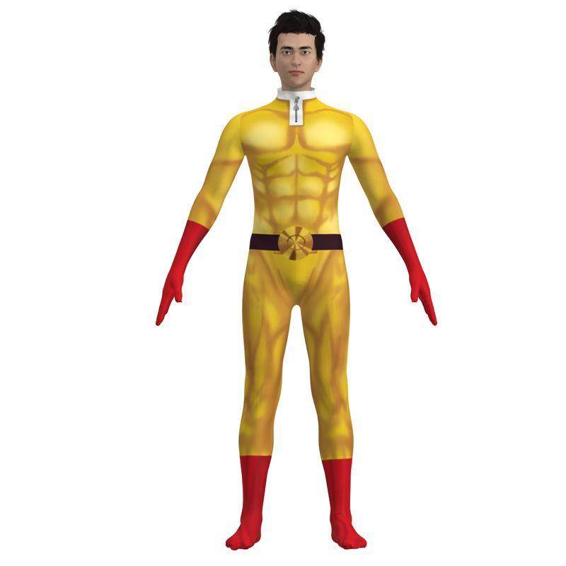 One Punch Man Saitama Costume Cosplay Zentai Suit Jumpsuit for Kids Adult - zzcosplay