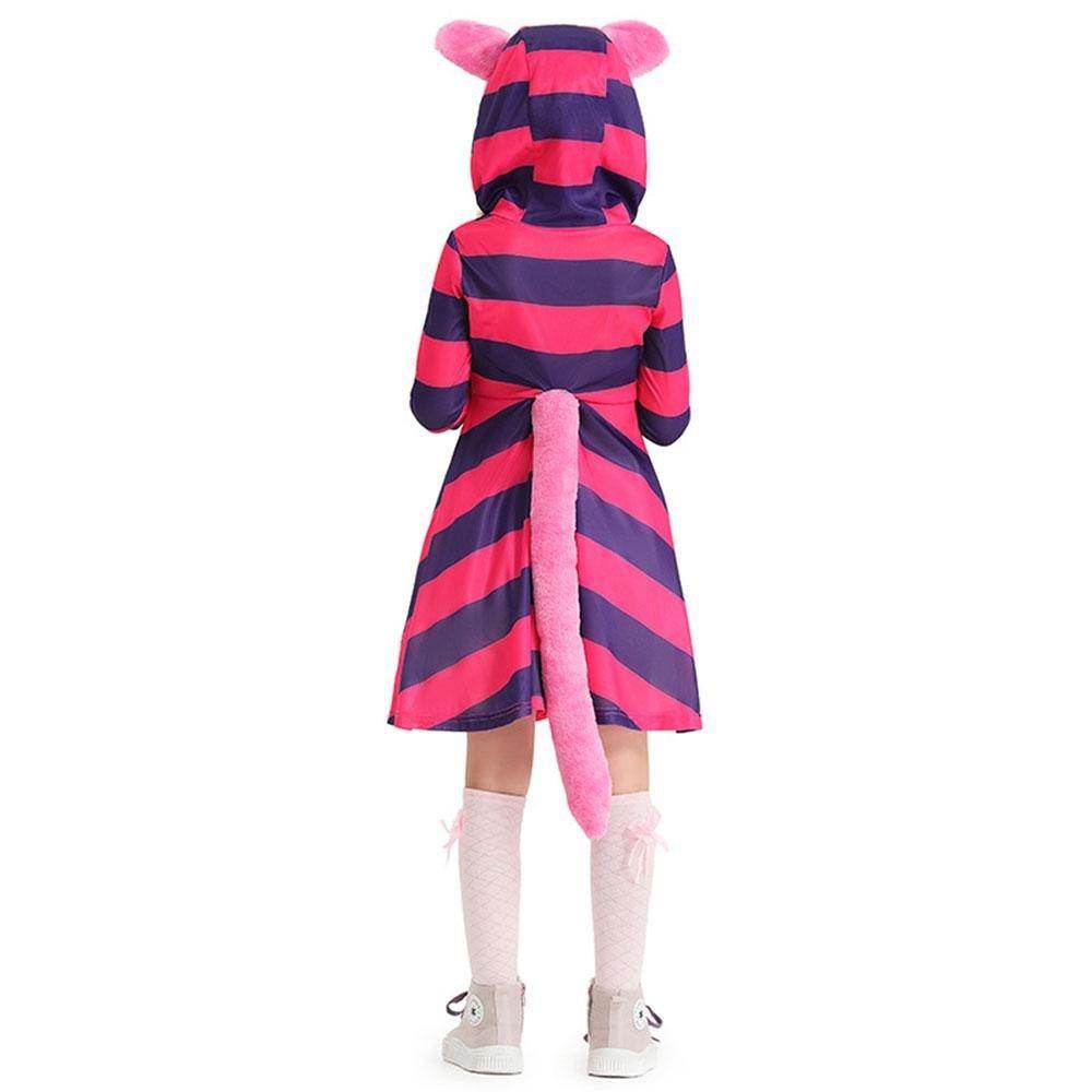 Purple Striped The Cheshire Cat Dress Halloween Outfits Carnival Cosplay Costume For Kids - zzcosplay