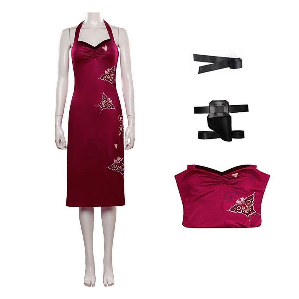 Resident Evil Ada Wong Lunar Costue Sleeveless cheongsam Slit Long Skirt - zzcosplay