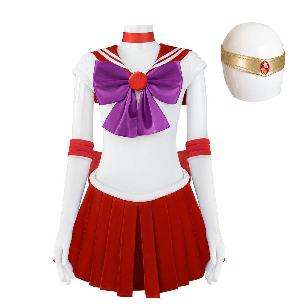 Sailor Moon Hino Rei Sailor Mars Cosplay Costume Red Uniform Dress Outfits Halloween - zzcosplay