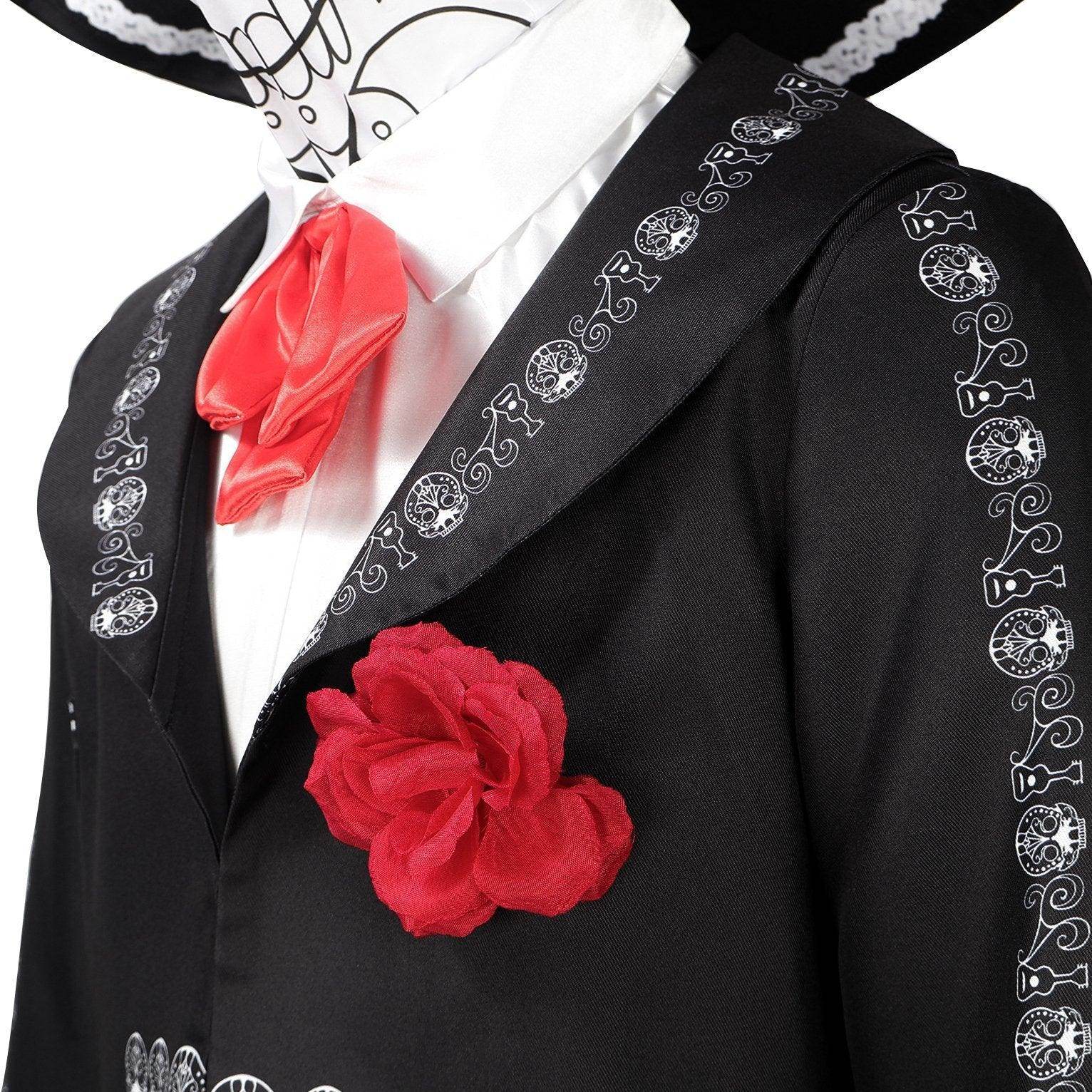 Scary Skeleton Suit - Black and White Halloween Pants and Jacket business suit cosplay - zzcosplay