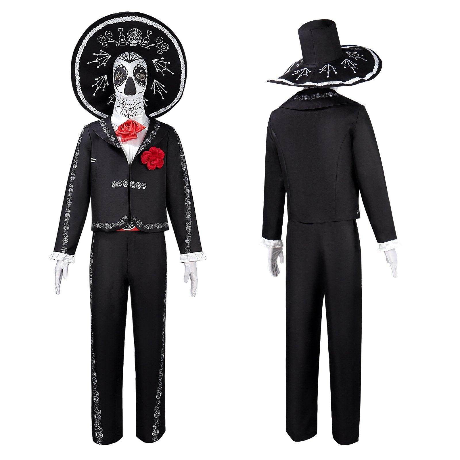 Scary Skeleton Suit - Black and White Halloween Pants and Jacket business suit cosplay - zzcosplay