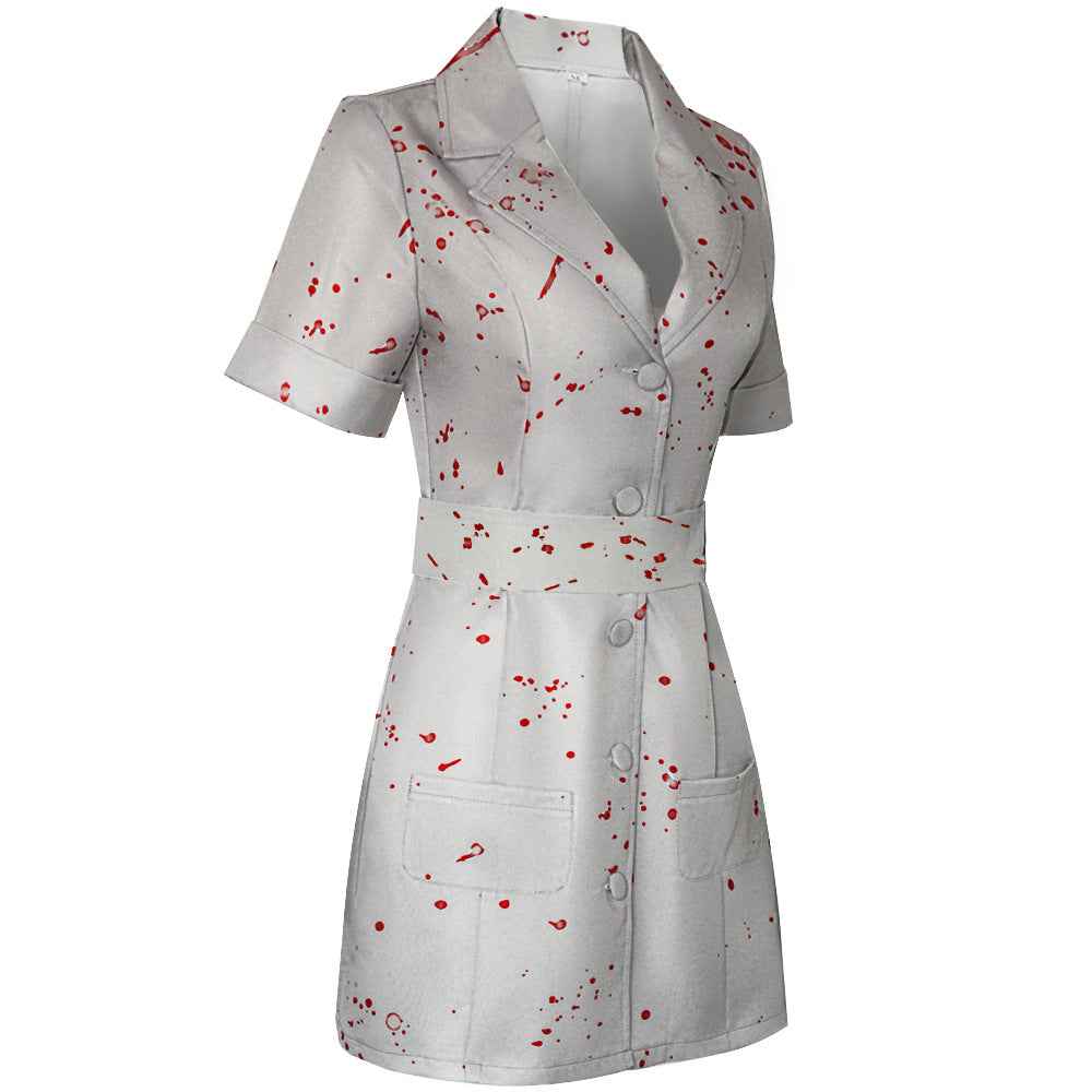 Silent Hill Nurse Cosplay Costume with Blood Splatter