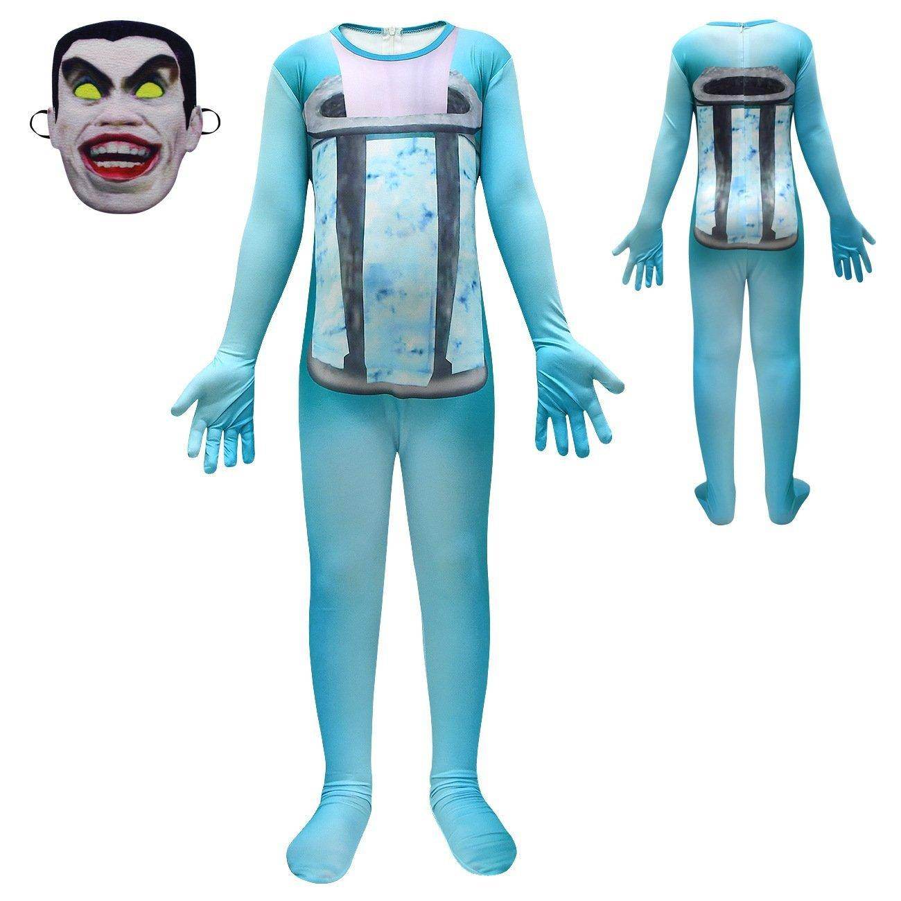 Skibidi Toilet Blue Jumpsuit Titan Tv man Cosplay Costume For Kids - zzcosplay