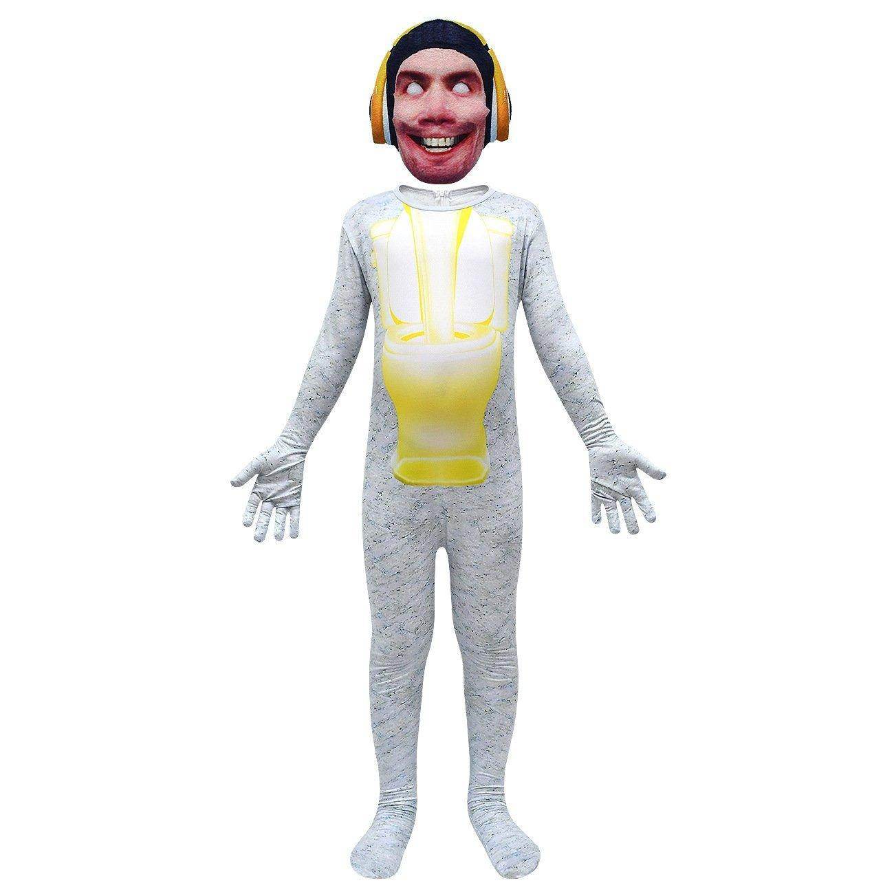 Skibidi Toilet White Jumpsuit Titan Tv man Cosplay Costume For Kids - zzcosplay