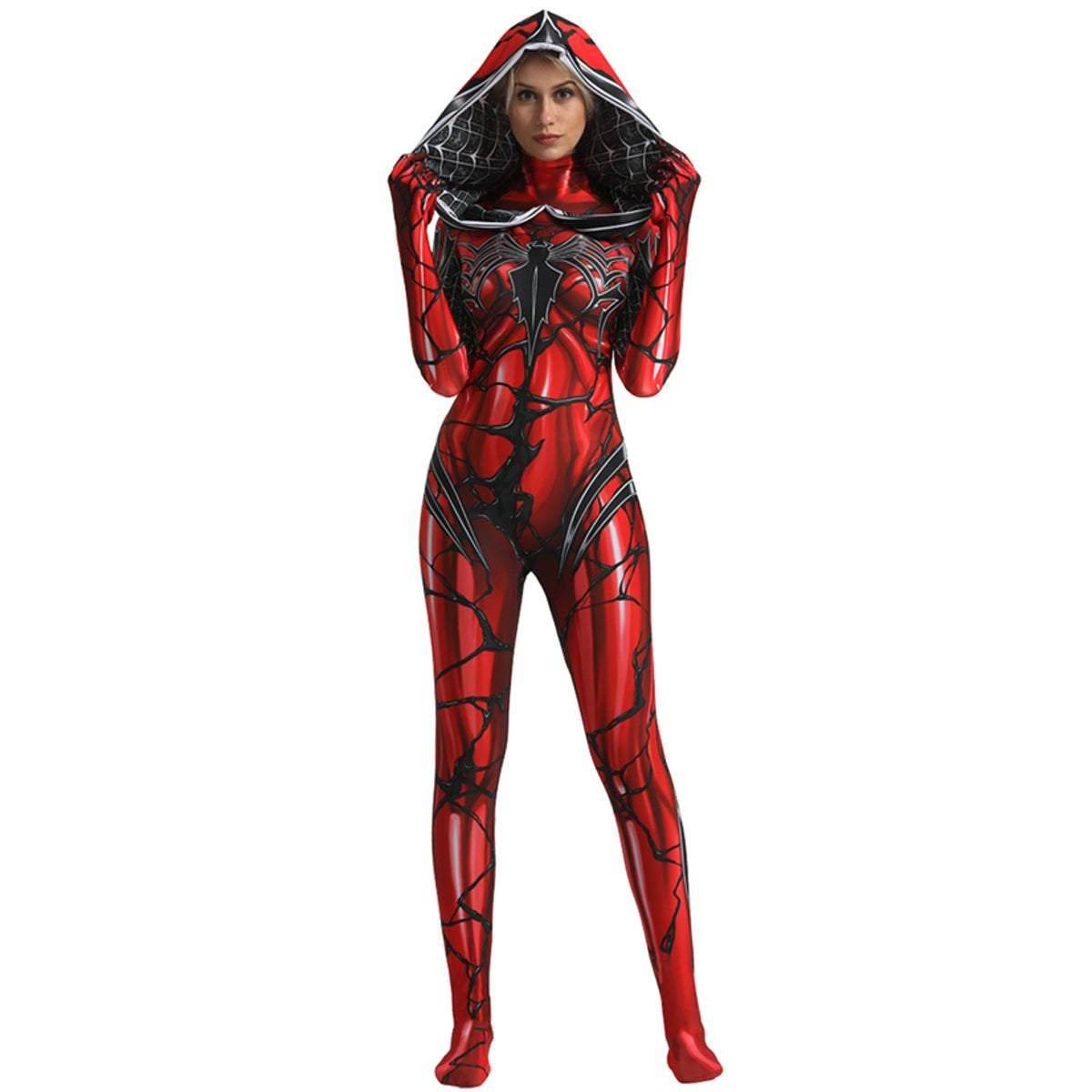 Spider-Man Venom Spider-Gwen Stacy Jumpsuit Lady Carnage Hooded Cosplay Costume Halloween - zzcosplay