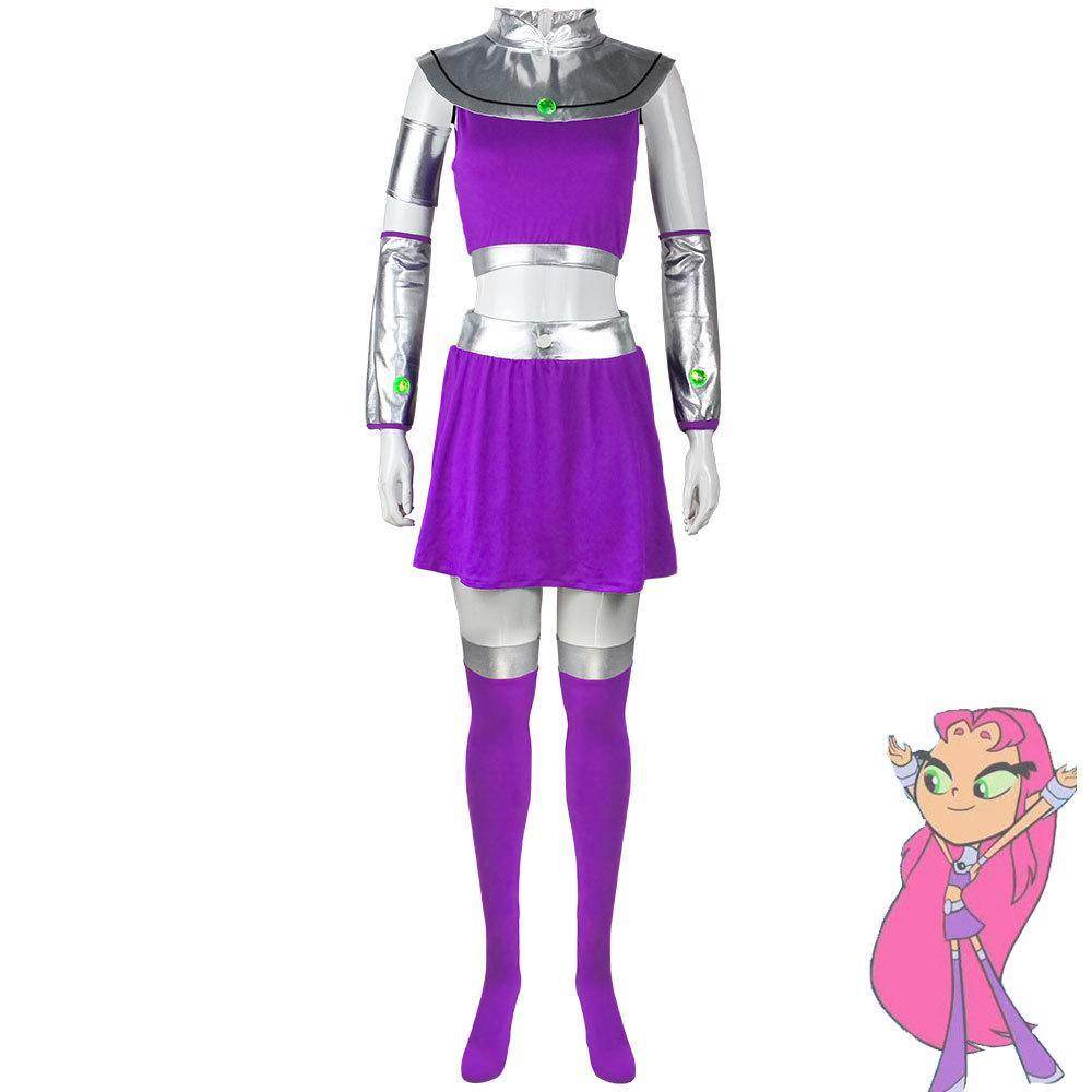 Starfire Costume Teen Titans Cosplay Halloween - zzcosplay
