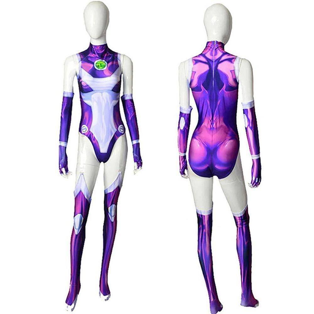 Starfire Jumpsuit Zentai Cosplay Costume Halloween Carnival Suit For Adults - zzcosplay