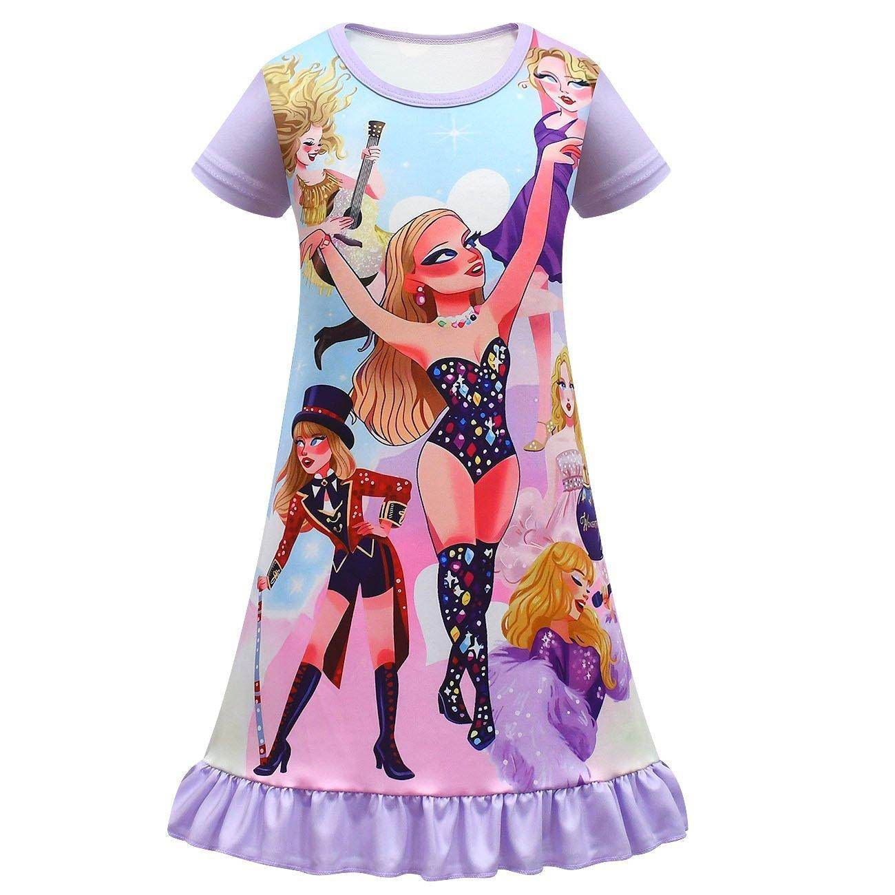 Taylor Swift Flying Sleeve Dress Cosplay Costumes Printing Kids - zzcosplay