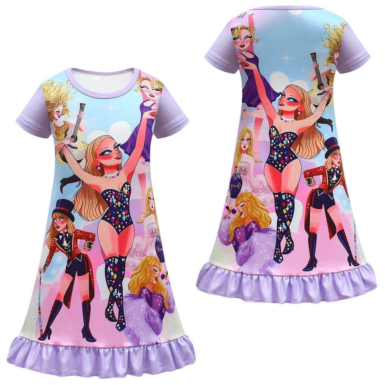 Taylor Swift Flying Sleeve Dress Cosplay Costumes Printing Kids - zzcosplay