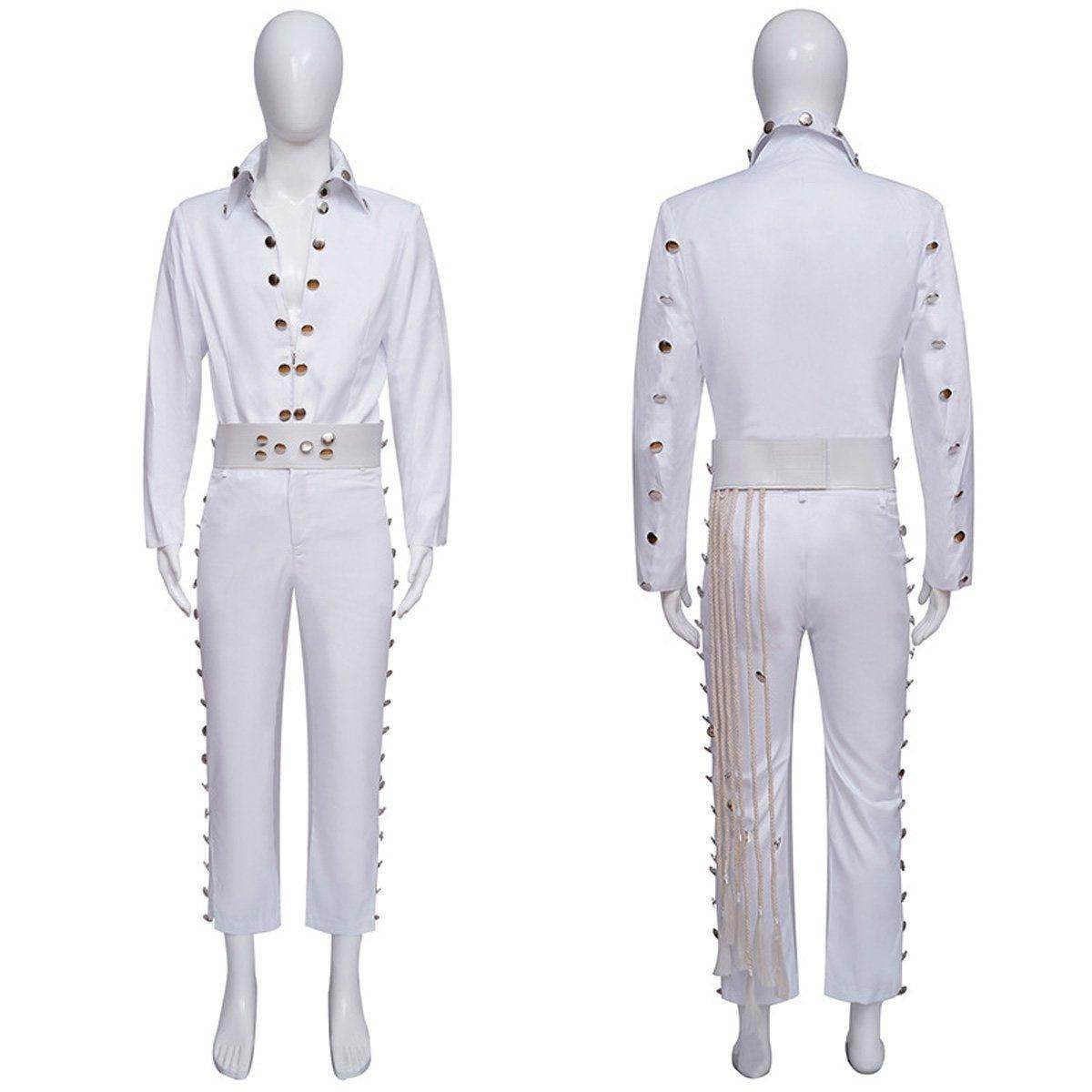 White Elvis Presley Cosplay Costume Halloween Carnival Suit For Adults - zzcosplay