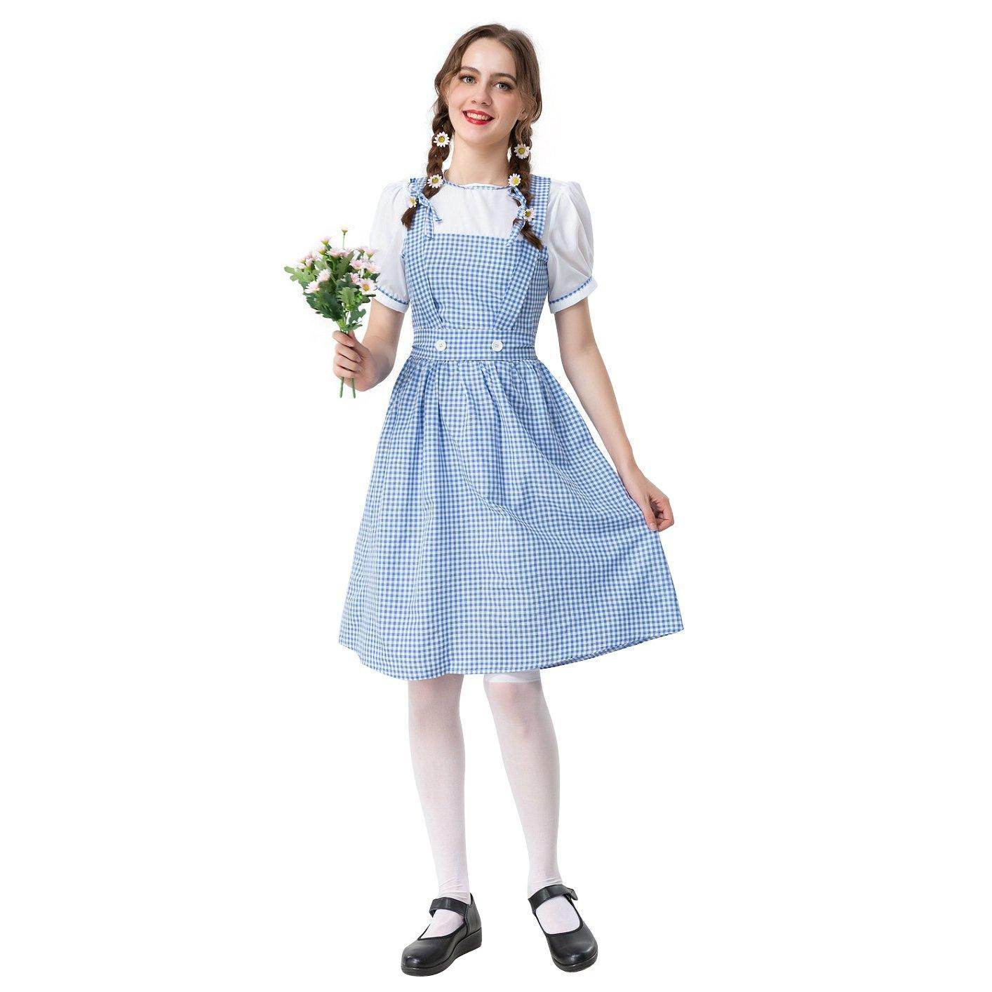 Wizard of Oz Dorothy Costume Dress Maid Alice for Girls Women - zzcosplay