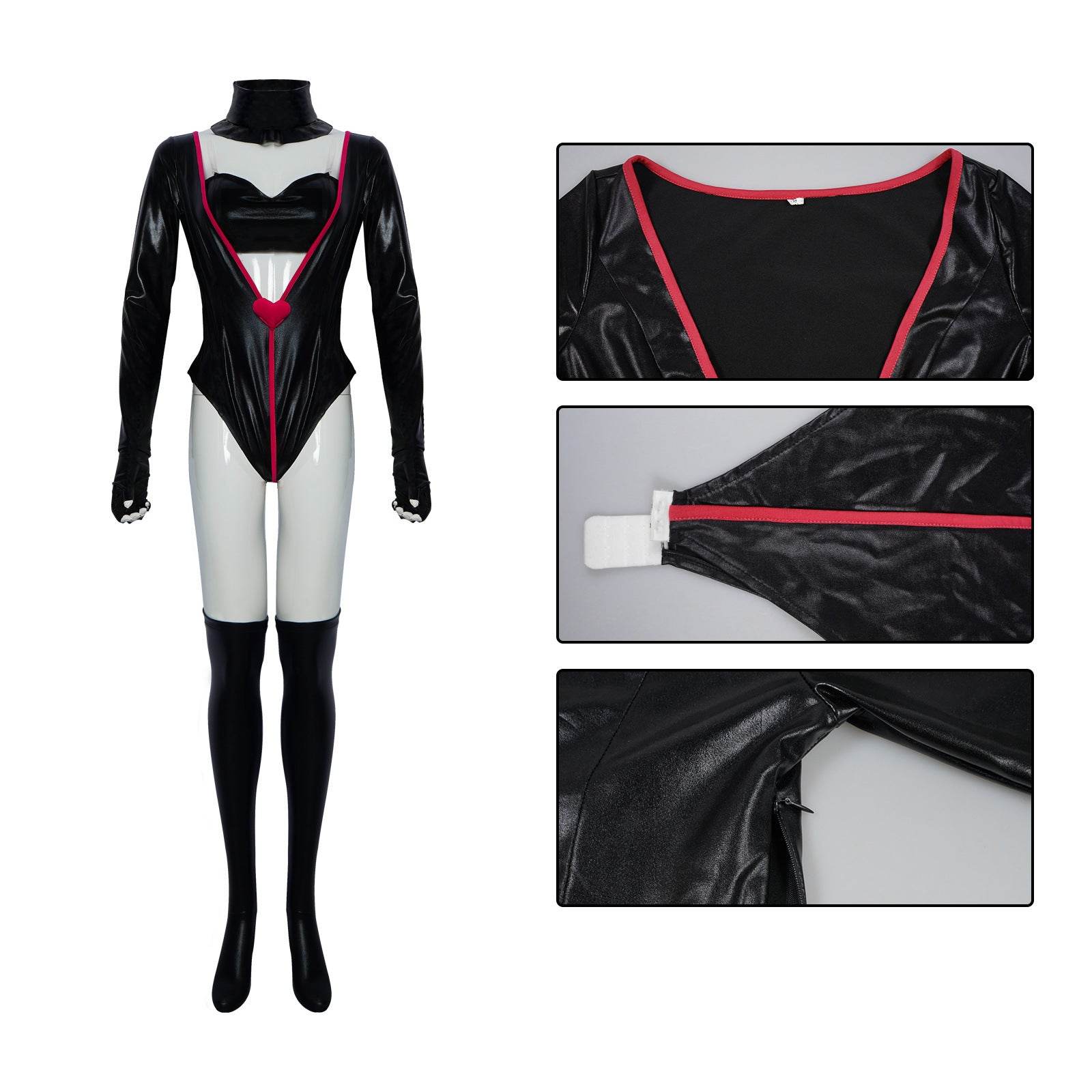 Hazbin Hotel An gel Dust Poison Cosplay Costume Black Leather Jumpsuit Party Carnival - zzcosplay