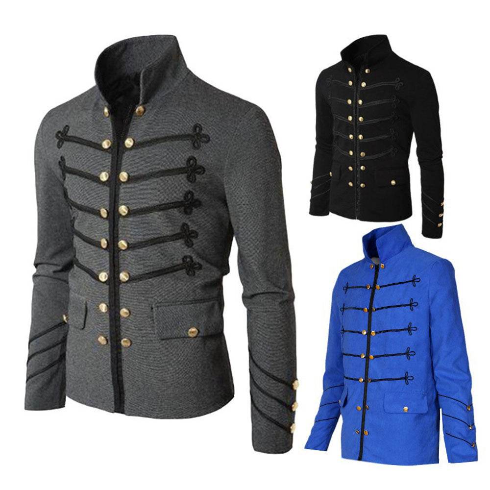 Men's Medieval Vintage Embroidered Button Jacket Outfits Carnival - zzcosplay