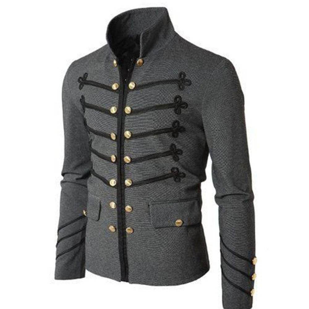 Men's Medieval Vintage Embroidered Button Jacket Outfits Carnival - zzcosplay