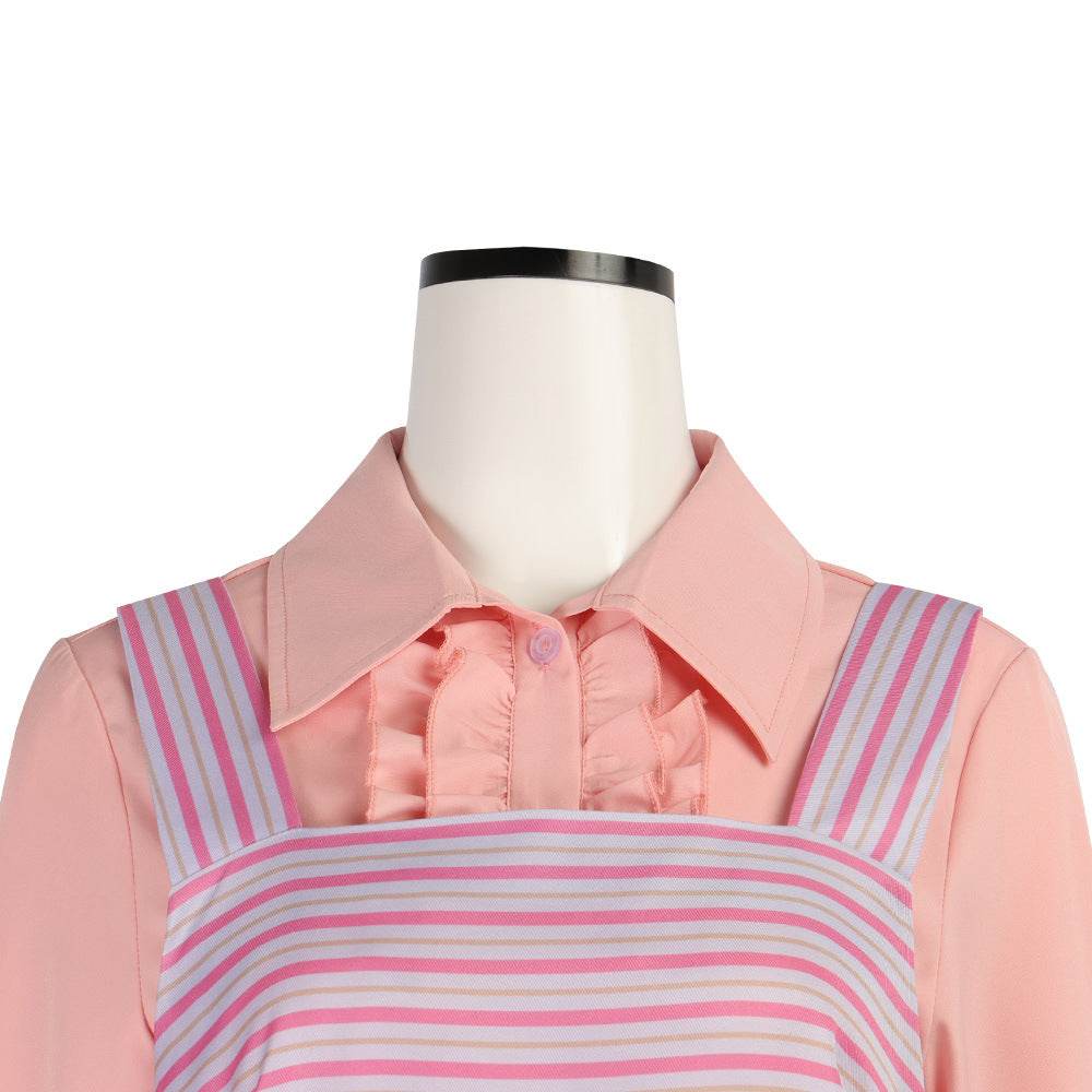 Wicked Glinda Pink Women Stripe Dress Outfit Carnival Cosplay Costume - zzcosplay