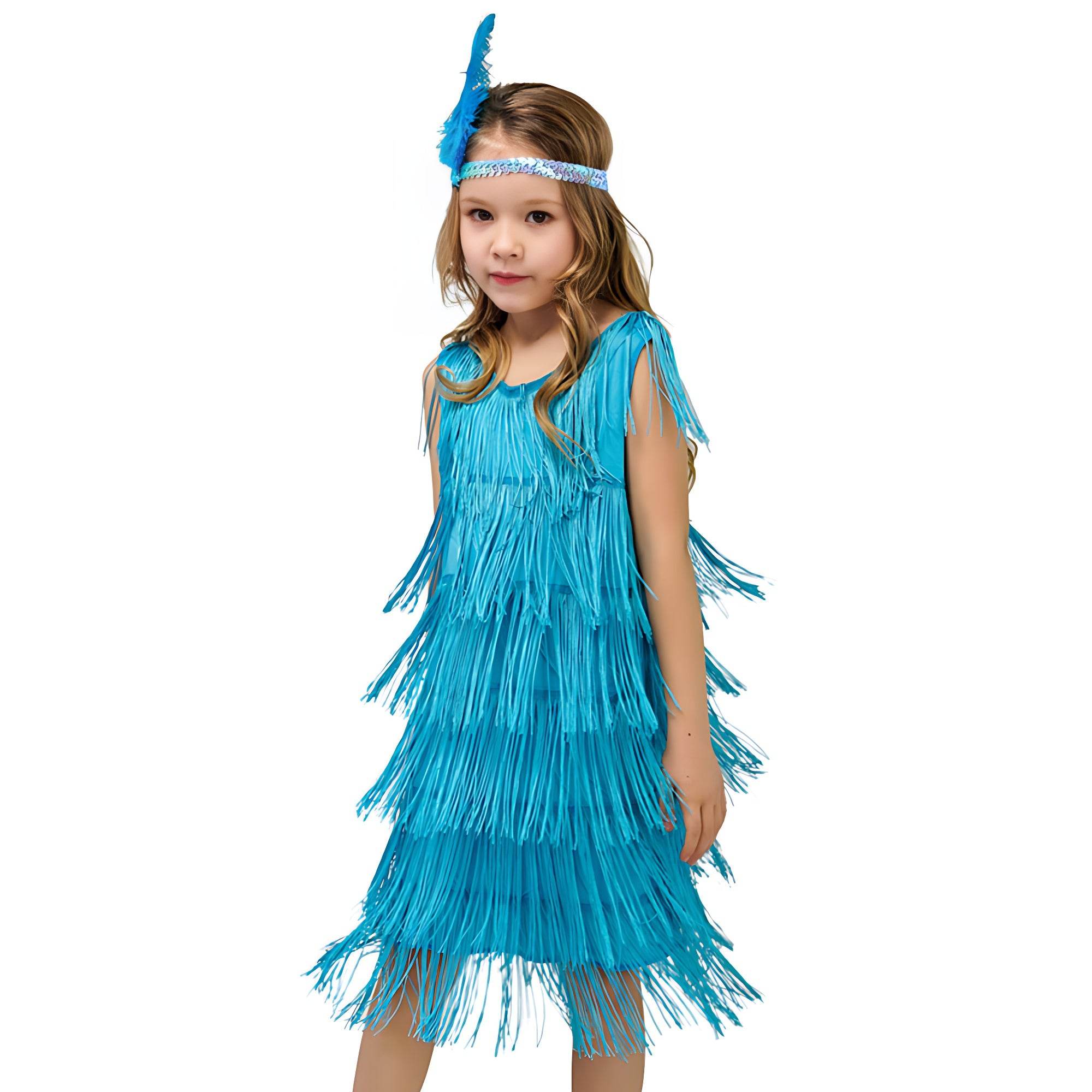 1920s Kids girls Retro Latin dance Party costume tassel Dress - zzcosplay