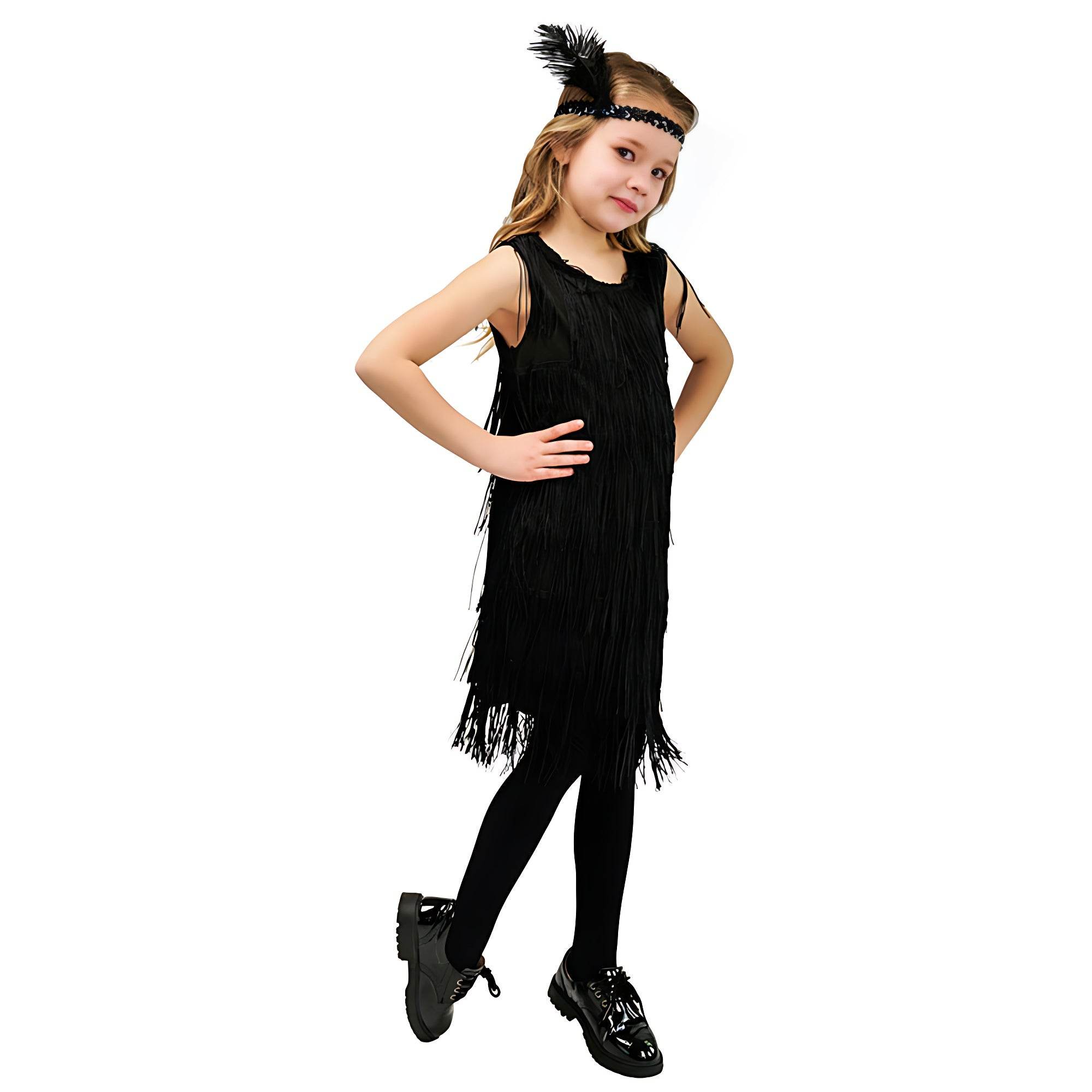 1920s Kids girls Retro Latin dance Party costume tassel Dress - zzcosplay