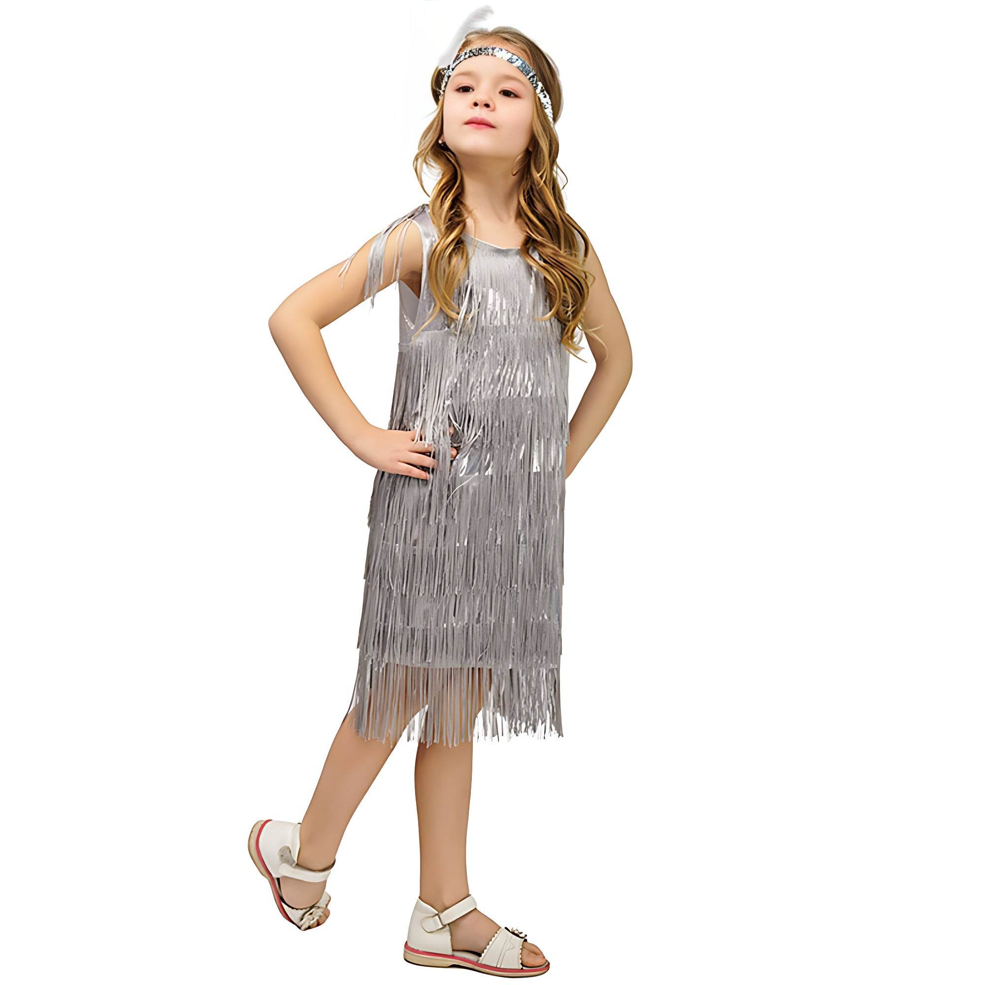 1920s Kids girls Retro Latin dance Party costume tassel Dress - zzcosplay