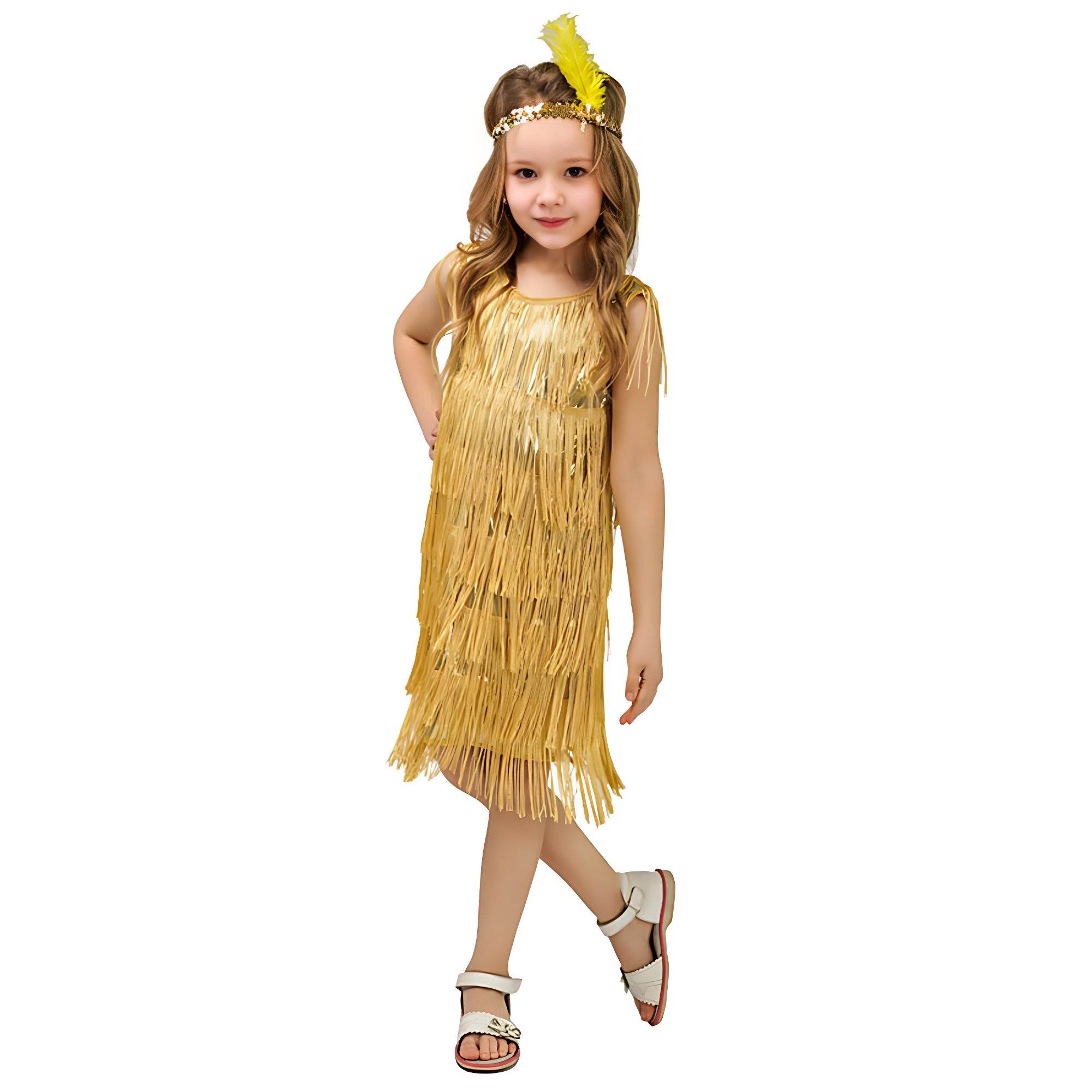 1920s Kids girls Retro Latin dance Party costume tassel Dress - zzcosplay