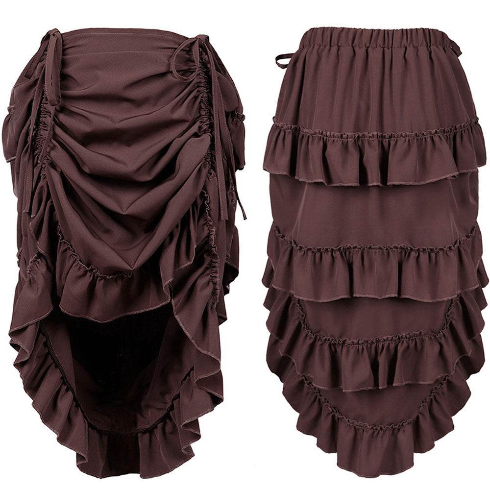 Medieval Women's Retro Style Drawstring Waist Dance Skirt Dress - zzcosplay