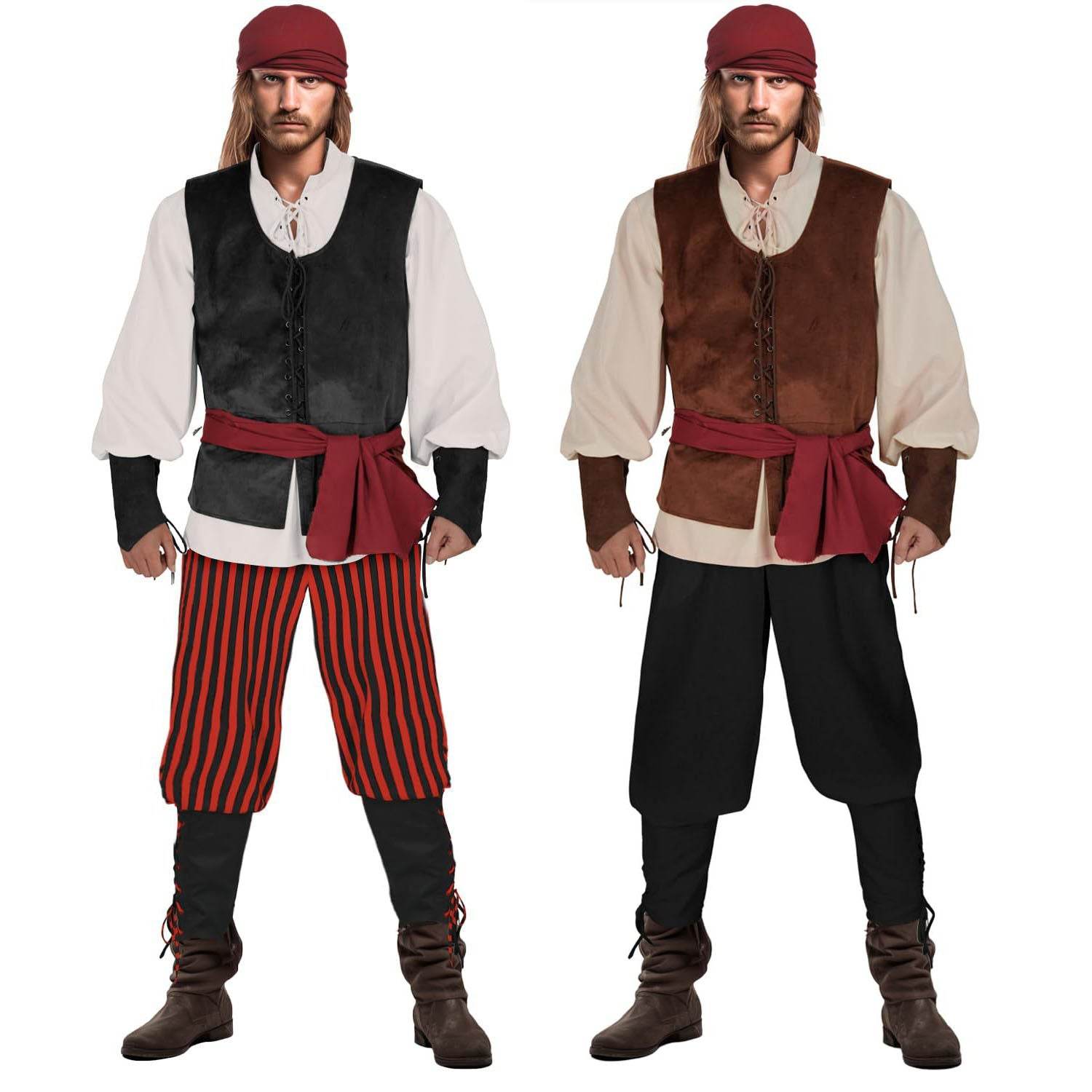 Halloween Caribbean Pirates Vest Adult Stage Costume - zzcosplay