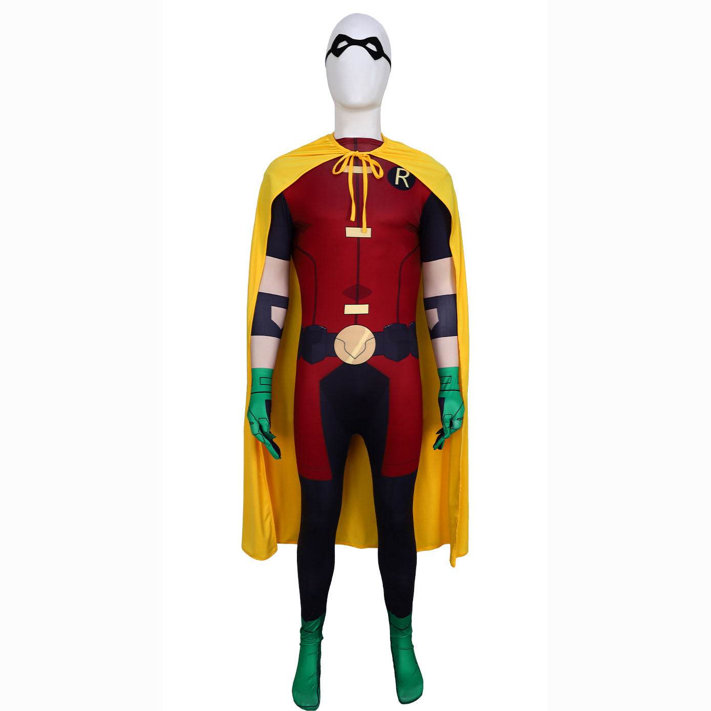 DC Teen Titans Robin Cosplay Costume Halloween For Adult Full Set With Cape - zzcosplay