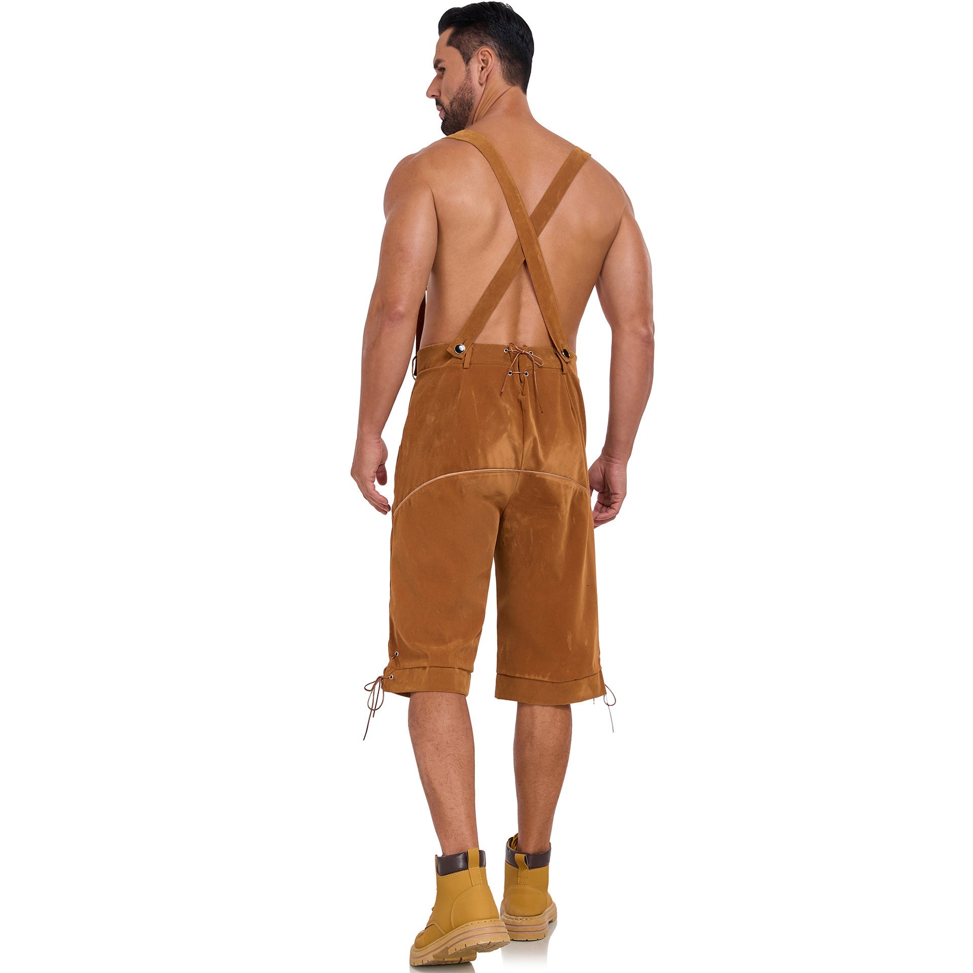 Men's German Bavarian Oktoberfest Costume Velvet Overalls Trousers Halloween - ZZCOSPLAY