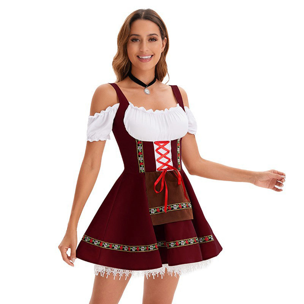 Oktoberfest Costume Women German Bavarian Beer Girl Dirndl Dress Carnival Halloween - ZZCOSPLAY