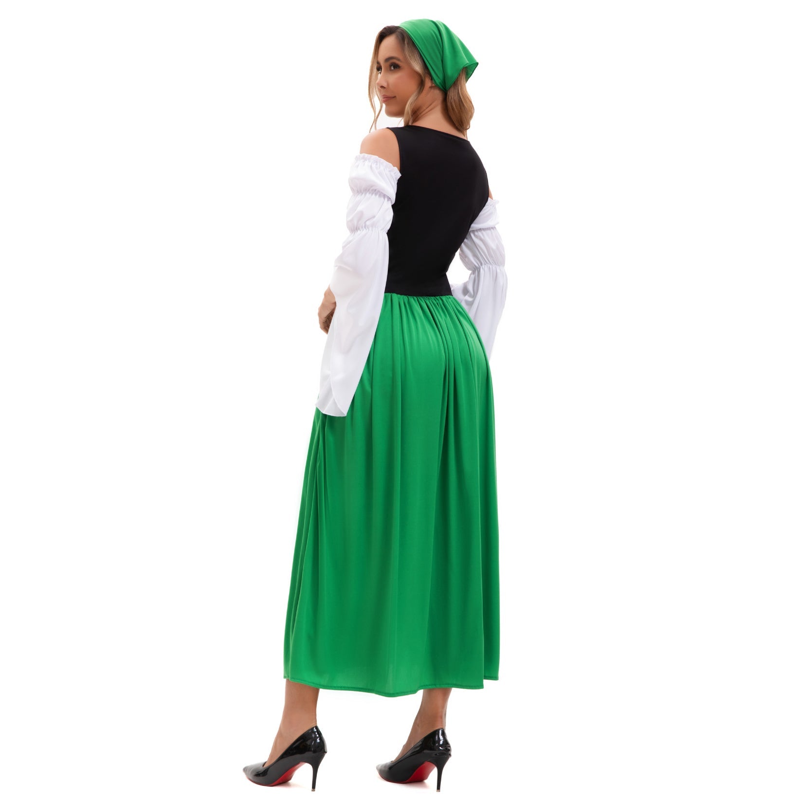 Medieval Farm Maid Oktoberfest Long Dress Costume for Women - ZZCOSPLAY