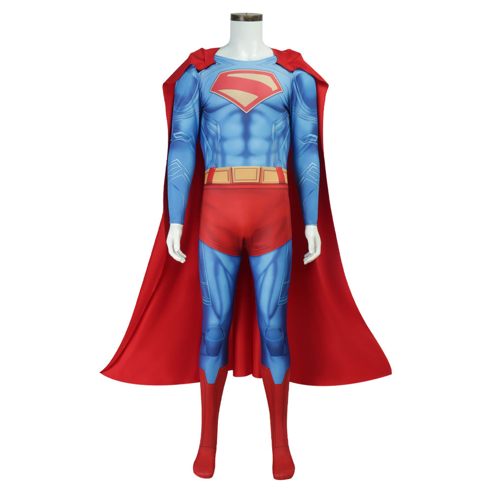 Deluxe Superman Clark Kent 3D Jumpsuit with Cloak Bodysuit - ZZCOSPLAY