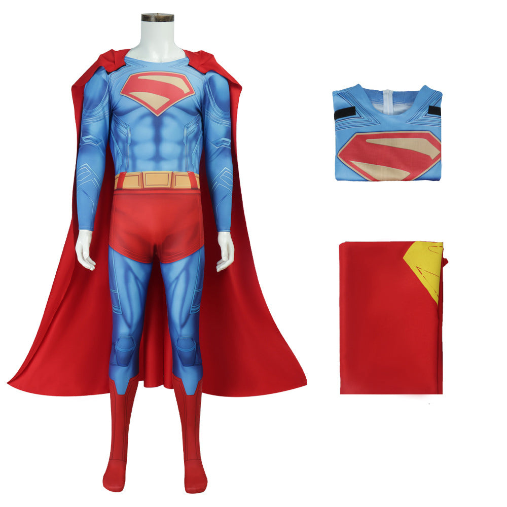 Deluxe Superman Clark Kent 3D Jumpsuit with Cloak Bodysuit - ZZCOSPLAY