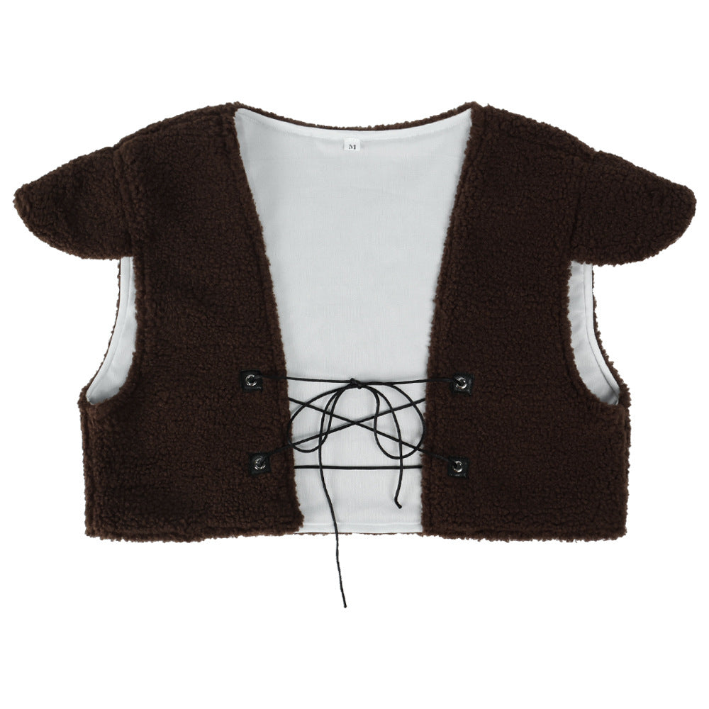 Shrek Green Monster Cosplay Mens Costume Halloween Full fleece Vest Outfit Set - ZZCOSPLAY