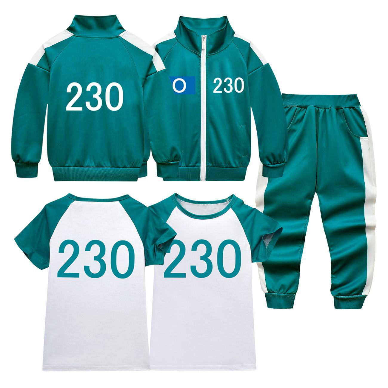Adult Kids Players Tracksuit Game Costume Squid Cosplay Green Jacket Shirt - ZZCOSPLAY