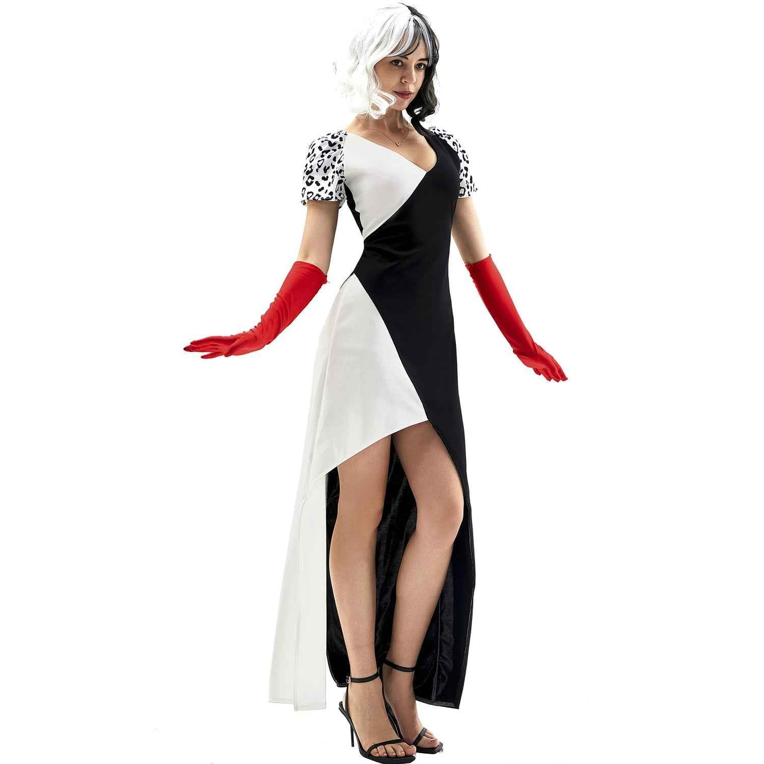 Cruella Dalmatian Dress Costume KuIra Stage Halloween