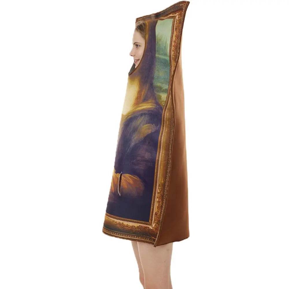 Spoof Murals Mona Lisa Artist Costume Funny Novelty Halloween - zzcosplay