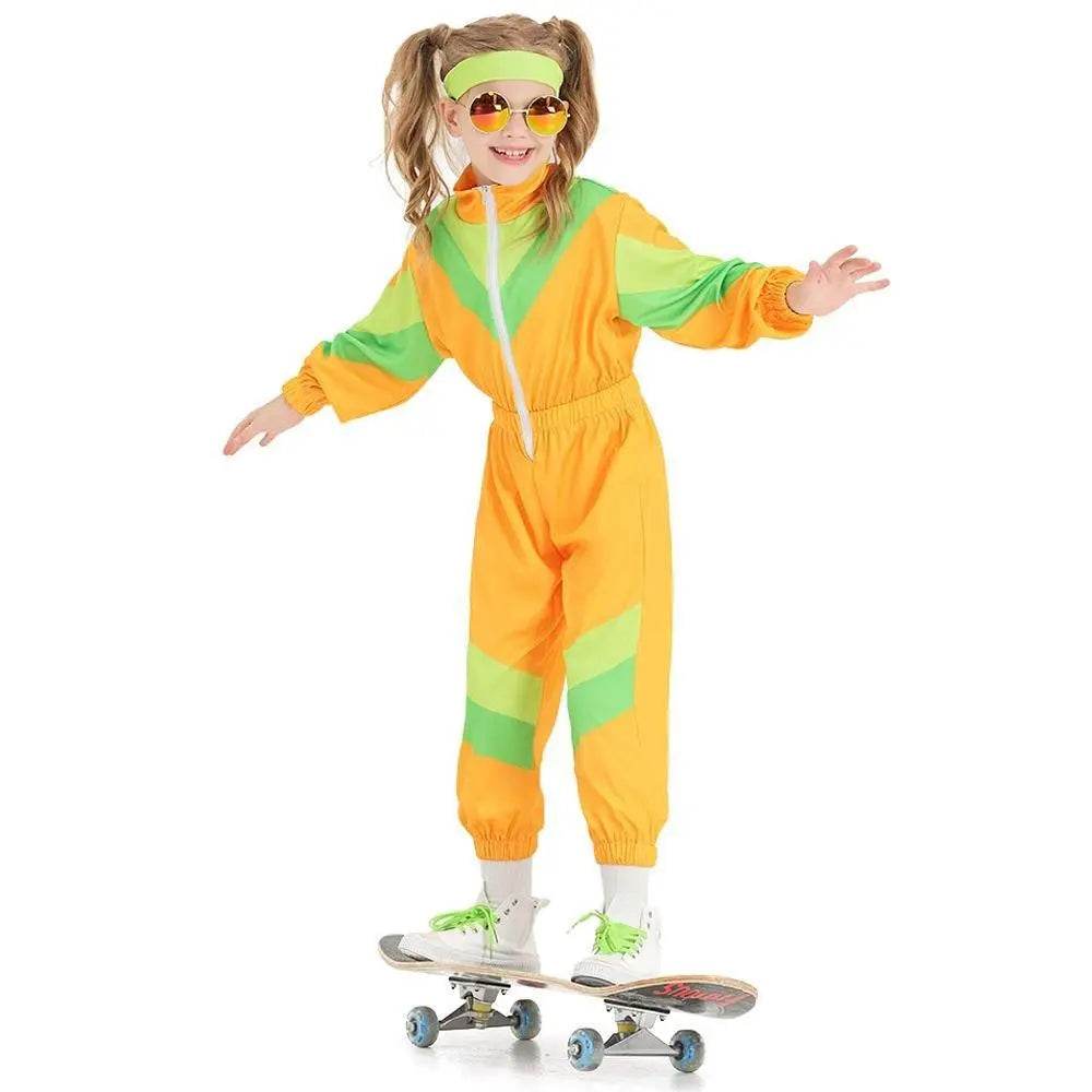 80s Retro Disco Costumes Fancy Dress Cosplay Halloween Jumpsuit For Kids - zzcosplay