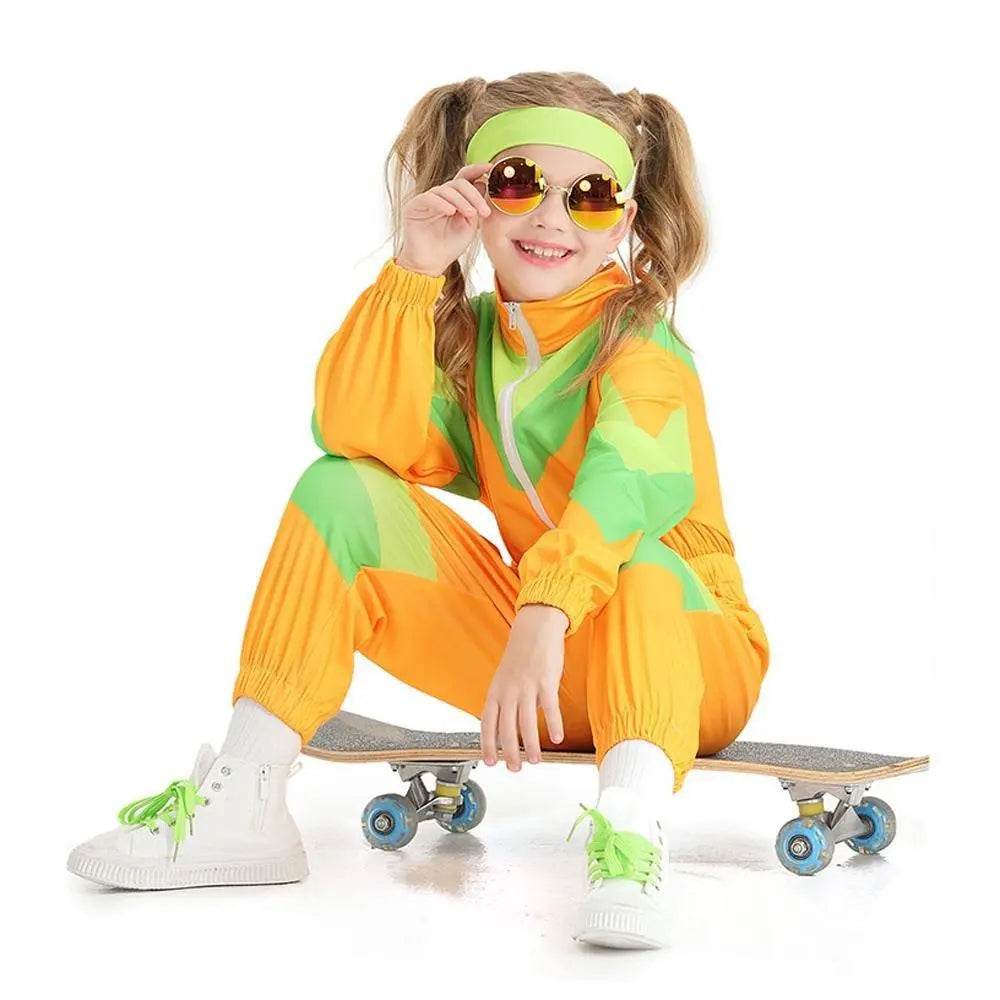 80s Retro Disco Costumes Fancy Dress Cosplay Halloween Jumpsuit For Kids - zzcosplay